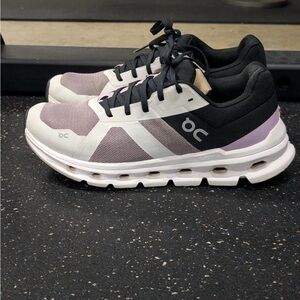On Running Women’s Athletic Sneakers in Black, Lavender & White